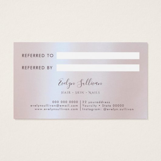 Referenzkarte für Imitate in rosa Glitzer (Rückseite)