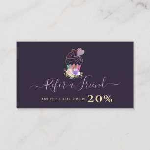 Referenzkarte für lila personalisierte Bäckerei Visitenkarte