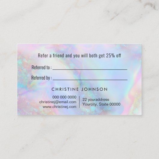 Referenzkarte für Meereswellen Visitenkarte (Rückseite)