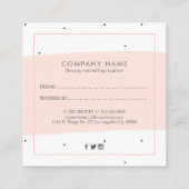 Referenzkarte für minimalistisch rosa Pinselstrich Quadratische Visitenkarte (Rückseite)