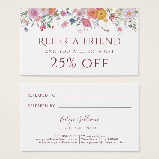 Referenzkarte für neue Wildblumen (Vorne & Hinten)