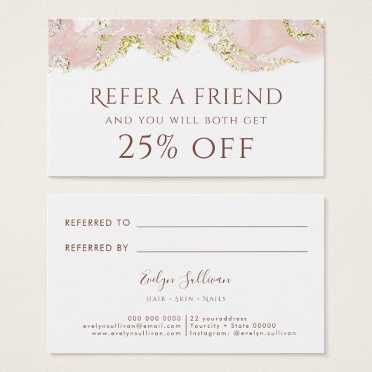 Referenzkarte für rosa Marmorierung (Vorne & Hinten)