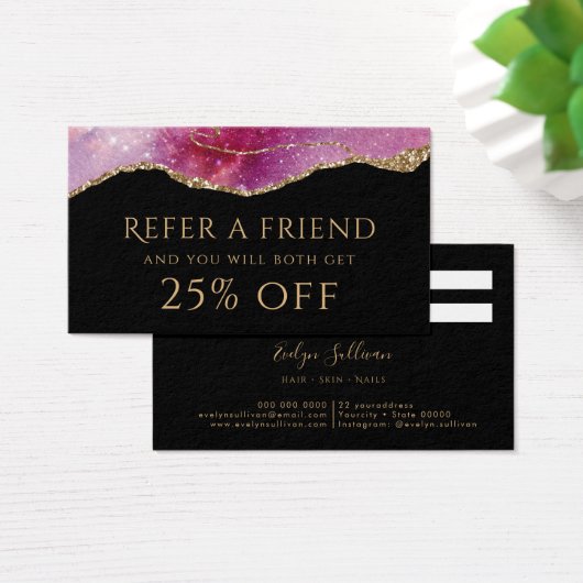 Referenzkarte für rosa Wasserfarbenfleckenkarte (Schreibtisch)