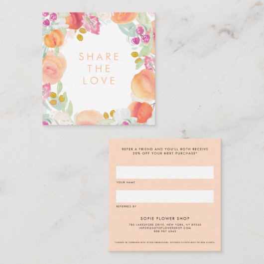 Referenzkarte für Wasserfarbenpfirsiche Empfehlungskarte (Vorne/Hinten)