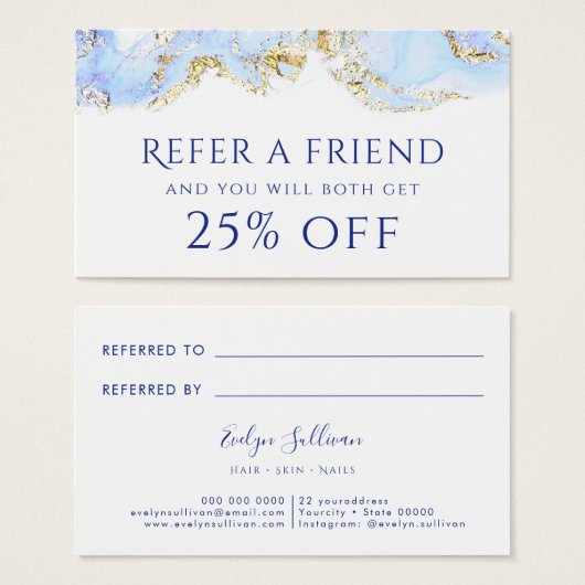 Referenzkarte mit blauem Marmor (Vorne & Hinten)