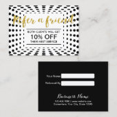 Referenzkarte | Moderne Dots Gold Script Empfehlungskarte (Vorne/Hinten)