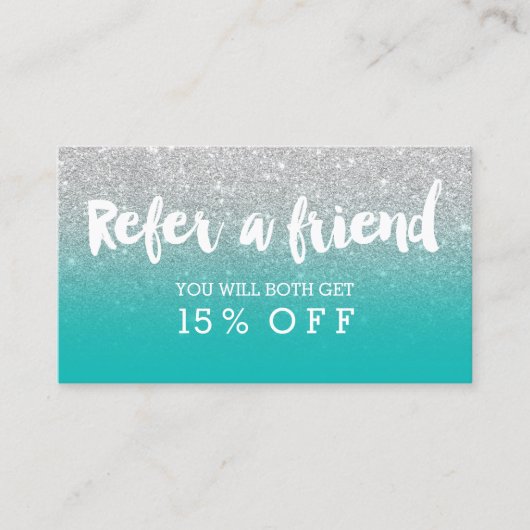 Referenzkarte Moderne Typografie aquamarines Silbe Empfehlungskarte (Vorderseite)