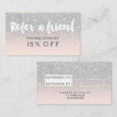 Referenzkarte Moderne Typografie blush silber Empfehlungskarte (Vorne/Hinten)