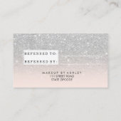Referenzkarte Moderne Typografie blush silber Empfehlungskarte (Rückseite)