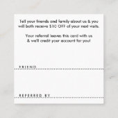 Referenzpunkt Empfehlungskarte (Rückseite)