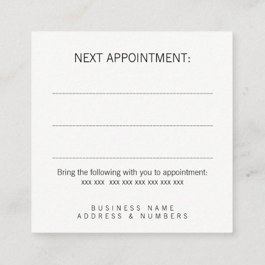 Referral Appointment Client Profile Card Set (Rückseite)