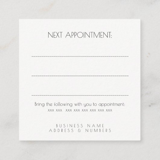 Referral Appointment Client Profile Card Set (Rückseite)