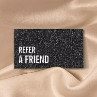 Referral Card | Modern Black Glitter Sparkles
