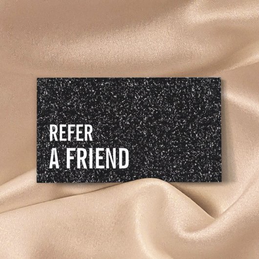 Referral Card | Modern Black Glitter Sparkles