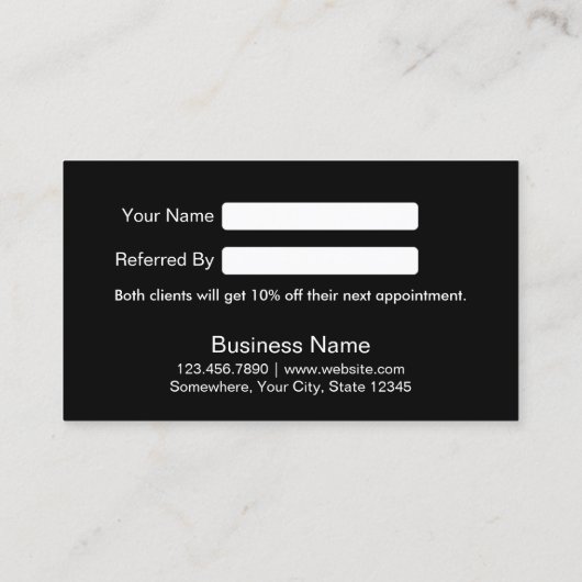 Referral Card | Modern Black Glitter Sparkles (Rückseite)