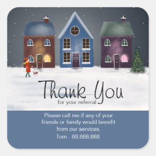 Referral Real Anwesen Vielen Dank für Ihre Häuse Quadratischer Aufkleber