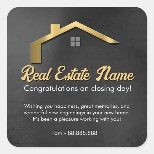 Referral Real Estate Thank You business Square Squ Quadratischer Aufkleber (Vorderseite)