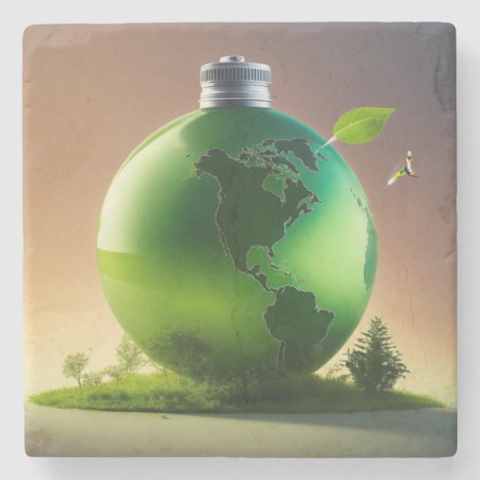 Refill the Earth – Sustainable Future & Green Plan Steinuntersetzer (Vorderseite)