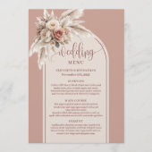 Refined Arch Pastel Pink Pampas Floral Wedding  Menükarte (Vorderseite)