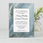 Refined Blue Marble Agate Hochzeit Einladung (Stehend Vorderseite)