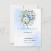 Refined Blue White Floral Eucalyptus Wedding RSVP (Vorderseite)