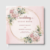 Refined Blush Pink Floral Greenery Wedding Guest Gästebuch (Vorderseite)