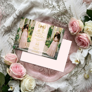 Refined Blush Pink Twins Sweet 16 Coquette TMF26 Einladung