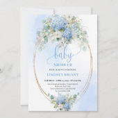 Refined Bohemian Blue Hydrangea Baby Shower Invite Einladung (Vorderseite)