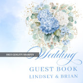 Refined Boho Blue Hydrangeas Eucalyptus Guest Book Gästebuch