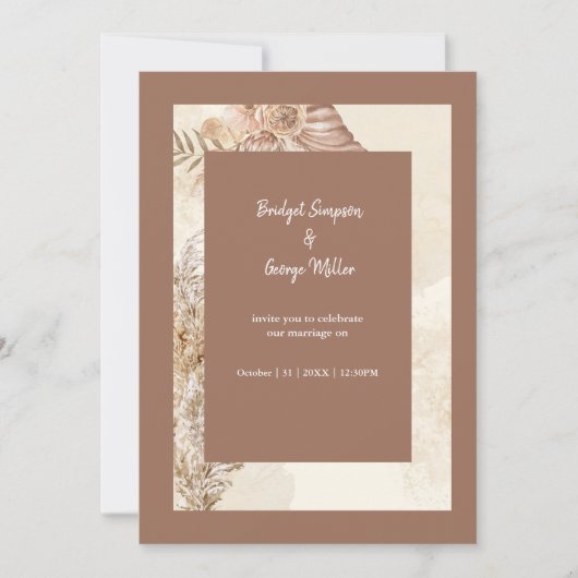 Refined Boho Chic Neutral Wedding Einladung (Vorderseite)