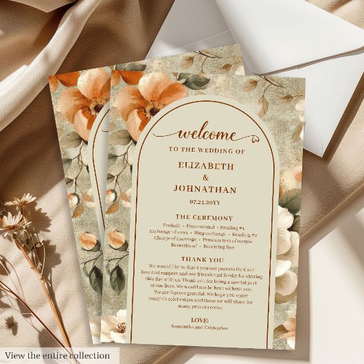 Refined Boho Copper Ivory Sage Wedding Program Programm