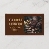 Refined Brown Chocolate Maker Photo Social QR Code Visitenkarte (Vorderseite)