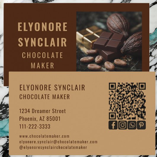 Refined Brown Chocolate Maker Photo Social QR Code Visitenkarte