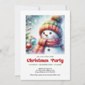 Refined cartoon snowman invite festive tones print einladung (Vorderseite)