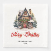 Refined Christmas scene napkins with vintage charm Serviette (Vorderseite)