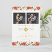 Refined Classic Christmas Garland Wedding Save The Date (Stehend Vorderseite)