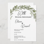 Refined Classic Greenery Wedding Anniversary Einladung (Vorne/Hinten)