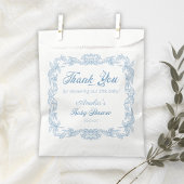 Refined Dusty Blue Baroque Frame Baby Dusche Geschenktütchen