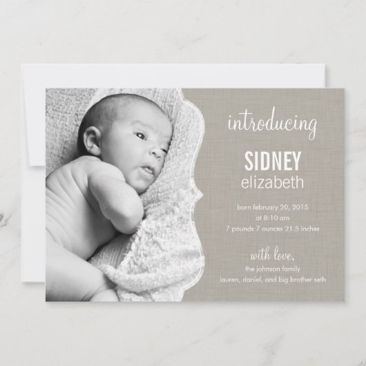 Refined Elegance Baby Birth Ankündigung (Vorderseite)