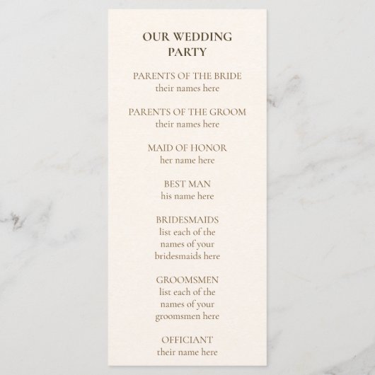 Refined Gold Frame Wedding Program Programm (Rückseite)