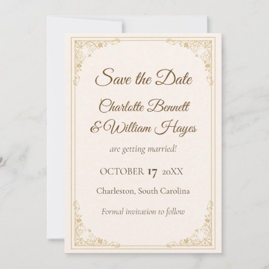 Refined Gold Frame Wedding Save the Date (Vorderseite)