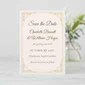 Refined Gold Frame Wedding Save the Date (Stehend Vorderseite)