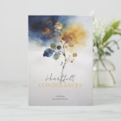 Refined Gold & Navy Blue Botanical Branch Sympathy (Stehend Vorderseite)