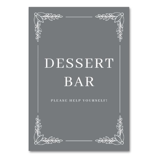 Refined Gray Floral Border Tischnummer (Vorderseite)