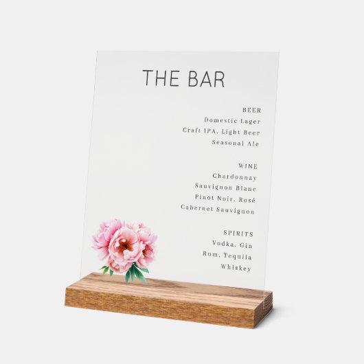 Refined Gray Minimalist Bar Menu Acrylschild (Winkel)