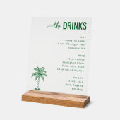 Refined Green Minimalist Beverage Menu Acrylschild (Winkel)