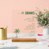 Refined Green Minimalist Beverage Menu Acrylschild (Hochzeit)