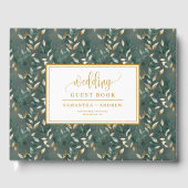 Refined Hunter Green und Gold Wedding Guest Book Gästebuch (Vorderseite)