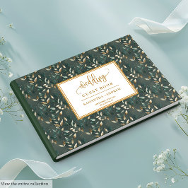Refined Hunter Green und Gold Wedding Guest Book Gästebuch