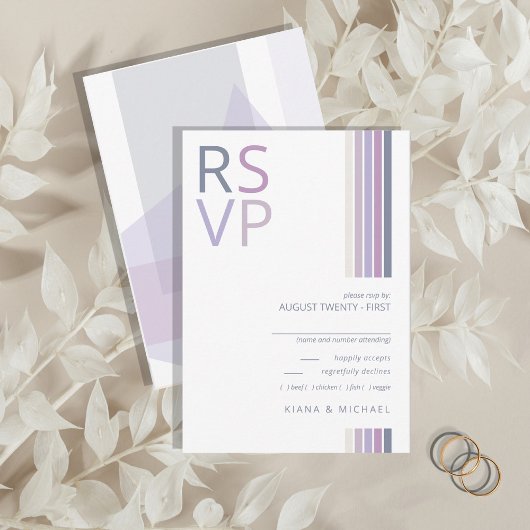 Refined Lines Geometric Wedding Violet ID983 RSVP Karte